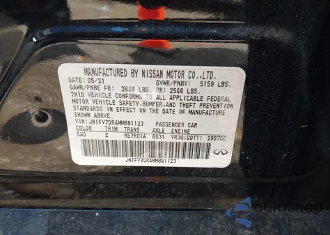 2021 Infiniti Q50 Red Sport 400 Awd from USA, damaged, VIN JN1FV7DR4MM881123